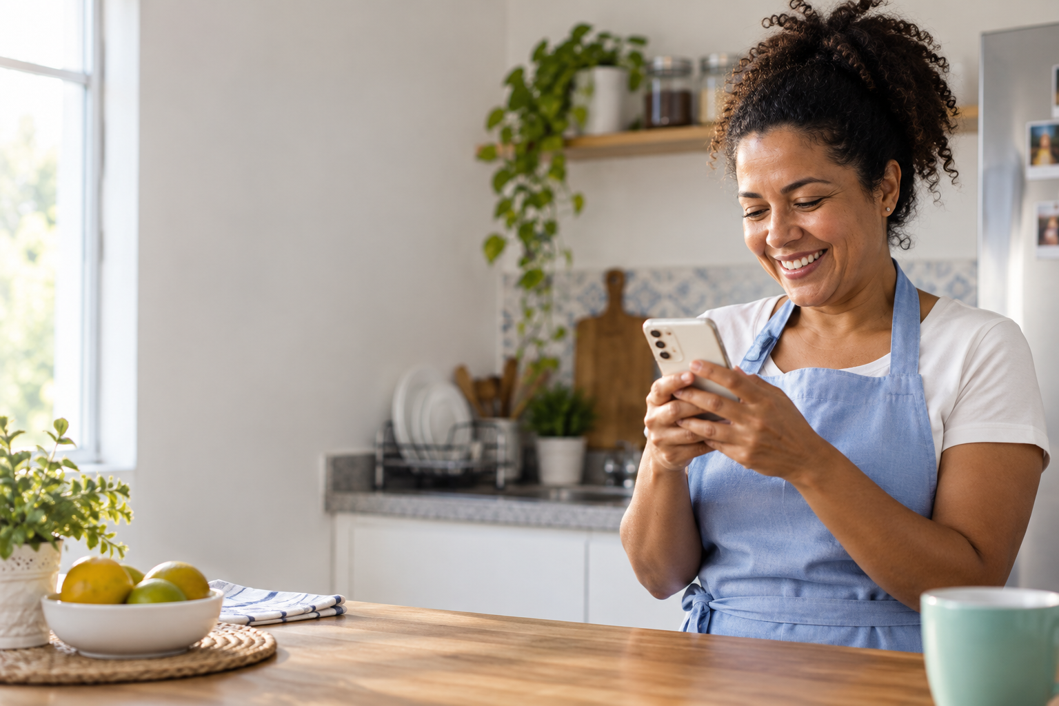 Cliente usando o celular para simular crédito